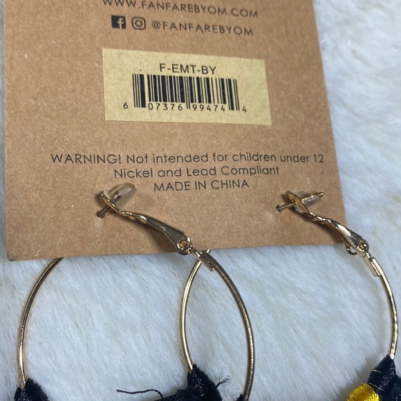 Black and Yellow Tassel Hoop Earrings - Picture 4 of 4